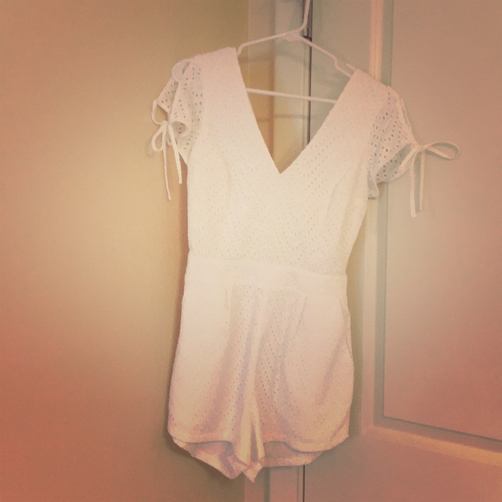 Express white eyelet romper